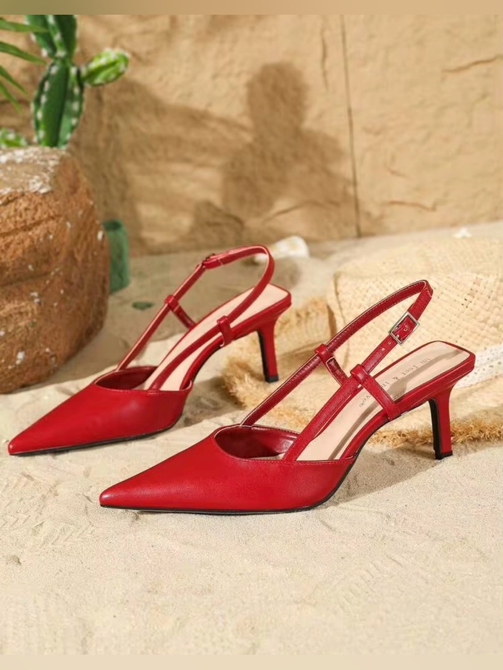 On Feet and In Love Women's Pointed Toe Strap Buckle High Heels Size 10.5